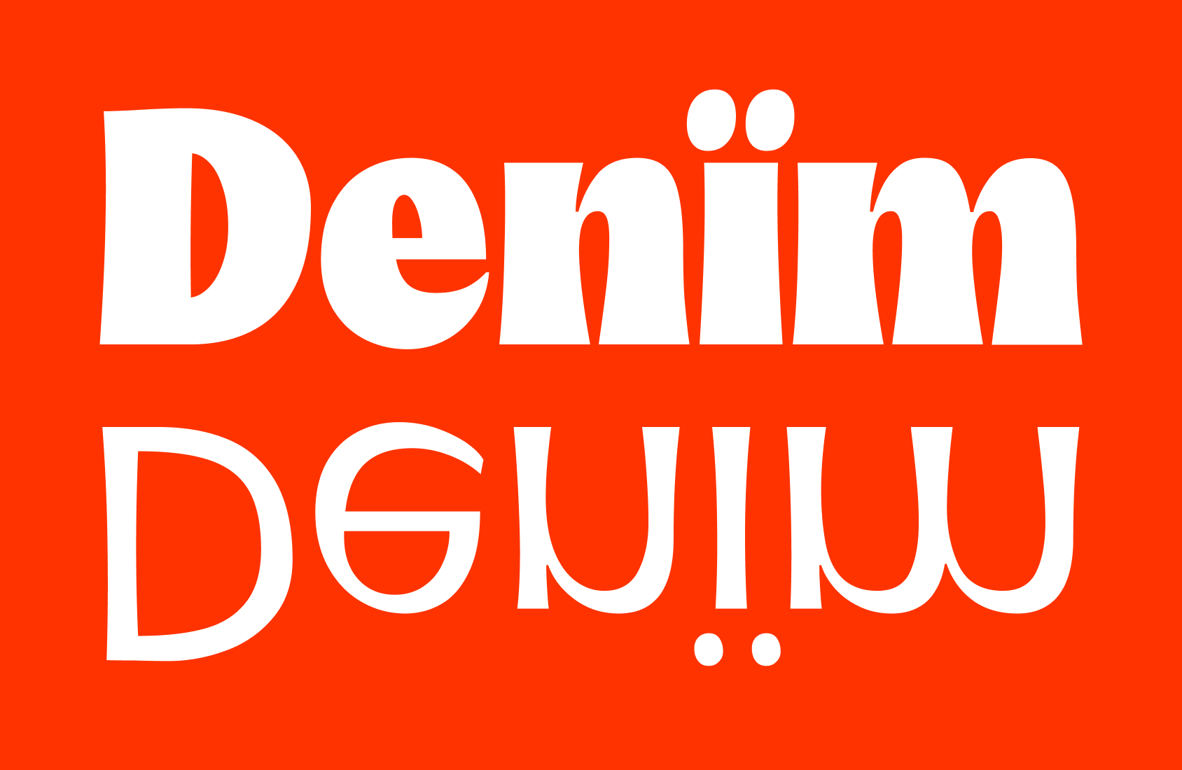 A word Denïm shown in the Typeface cork